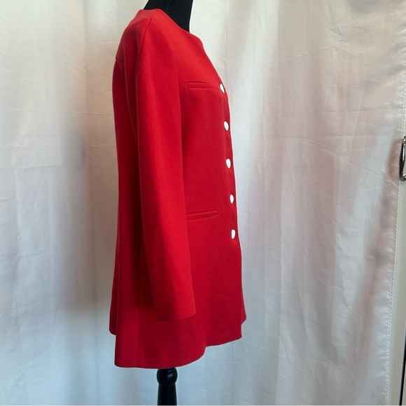 Zara red button front long sleeve jacket coat Sz M - Picture 3 of 10